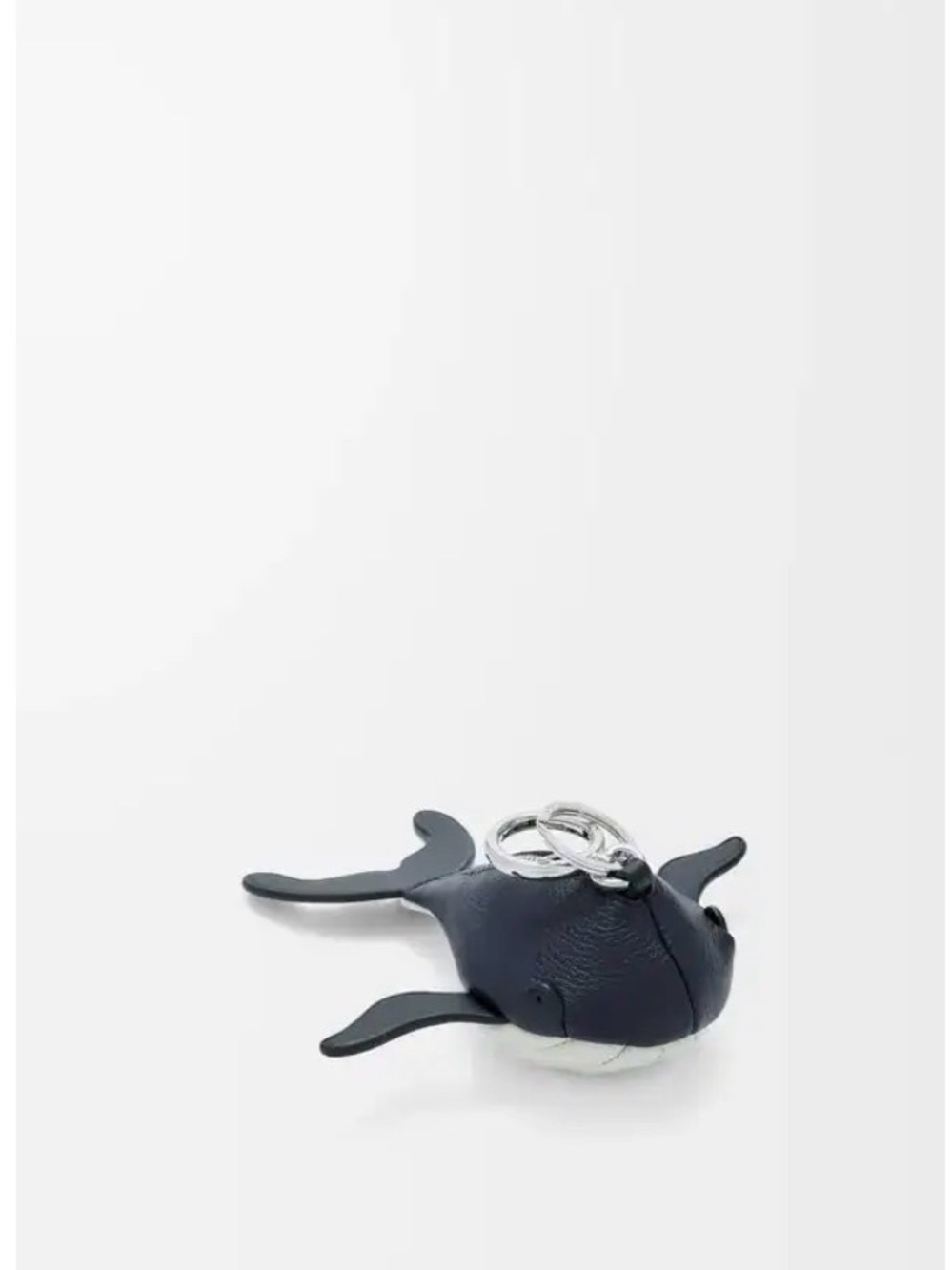 Whale Keychain Bag Charm in Blue and White Leather
